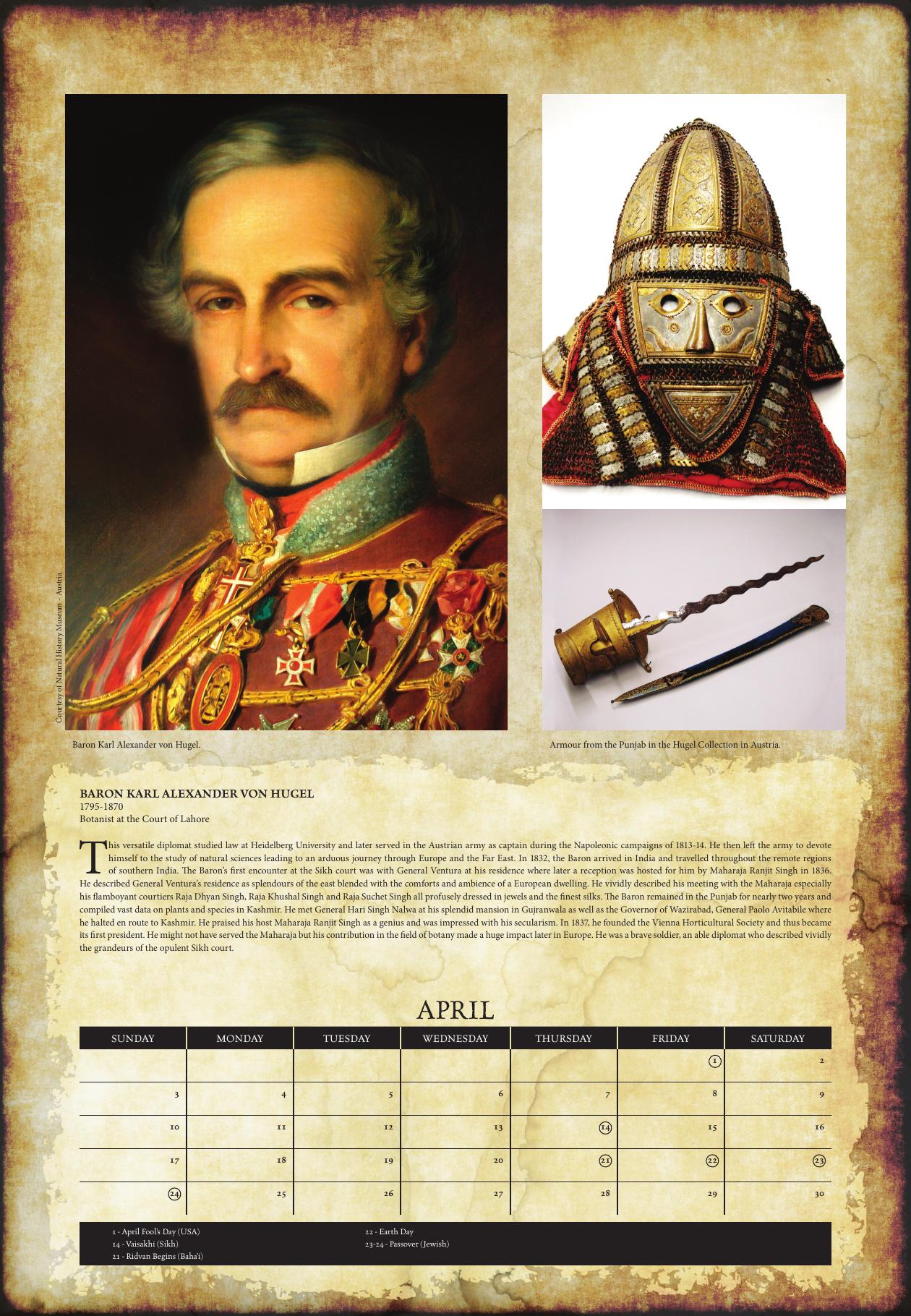 April: BARON KARL ALEXANDER VON HUGEL