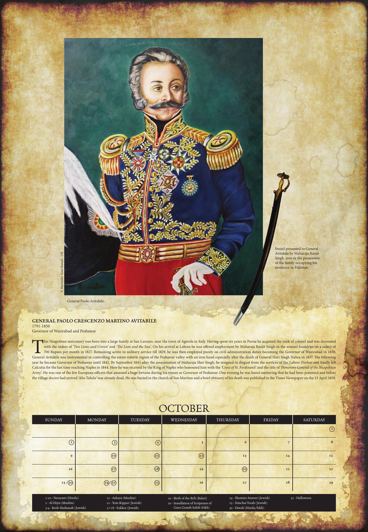 October: GENERAL PAOLO CRESCENZO MARTINO AVITABILE