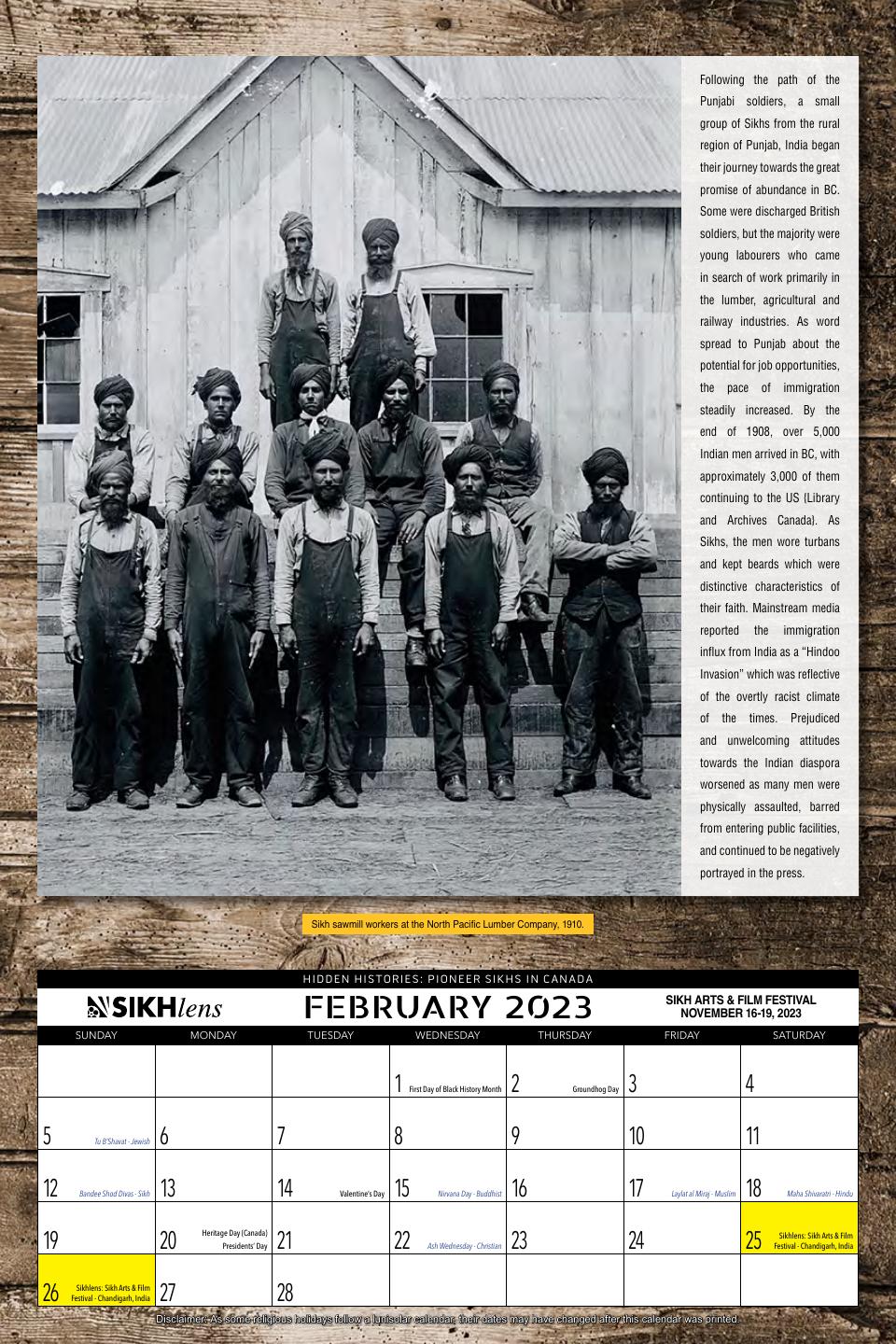 February: Sikh Sawmill Workers, 1910