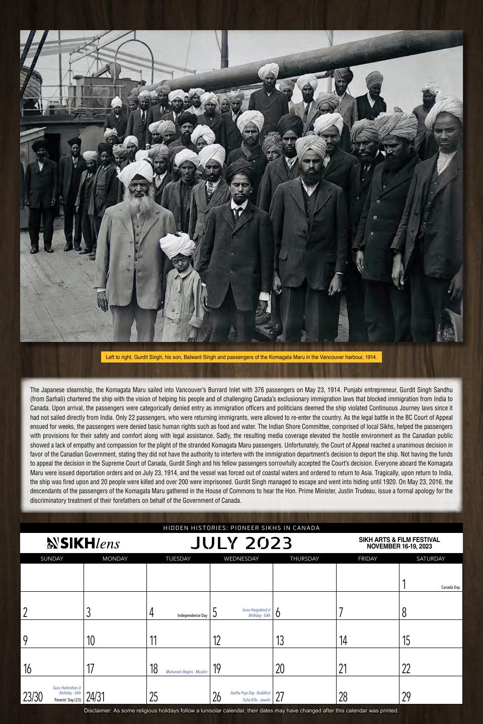 July: Komagata Maru