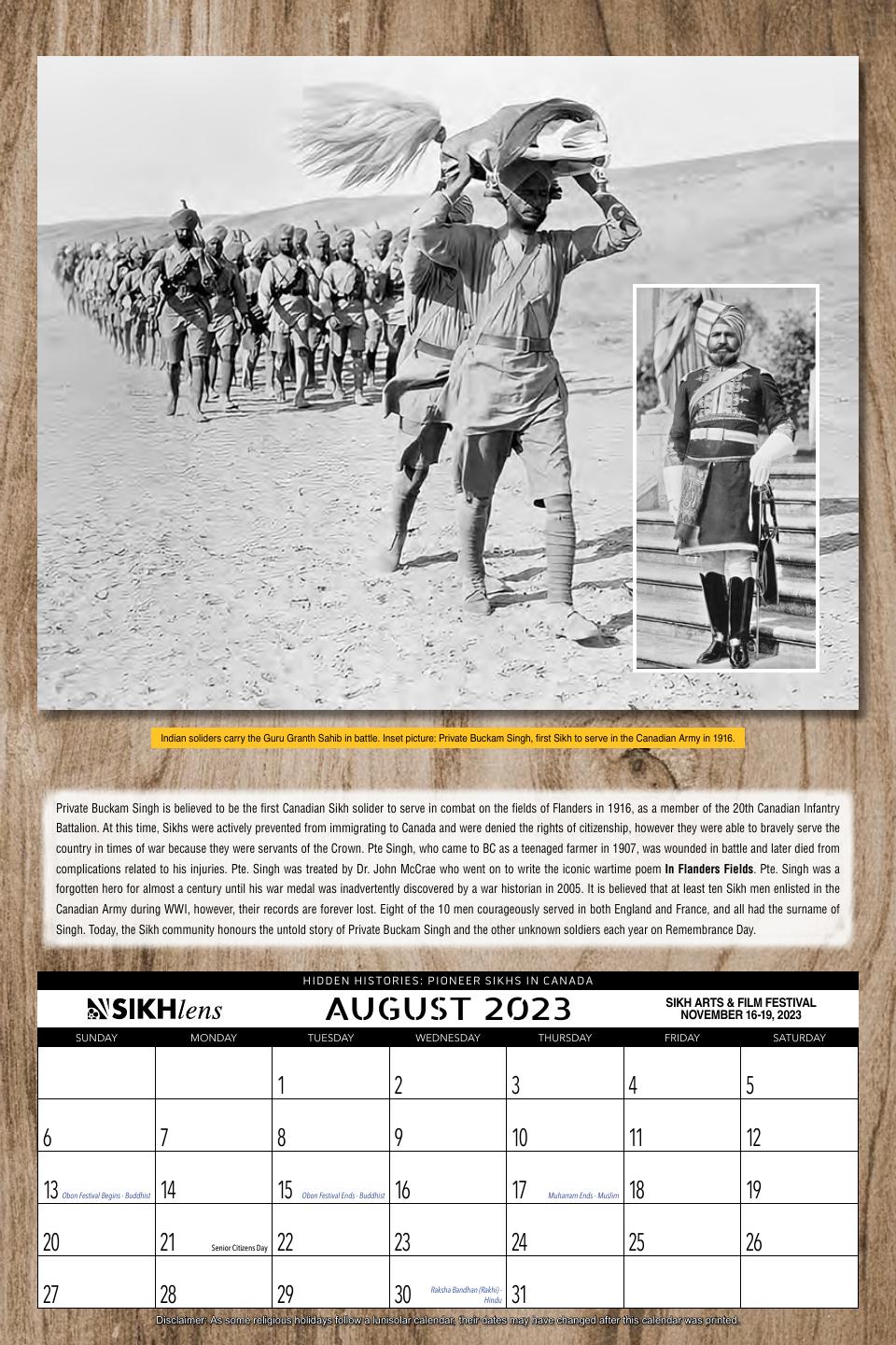August: Private Buckam Singh