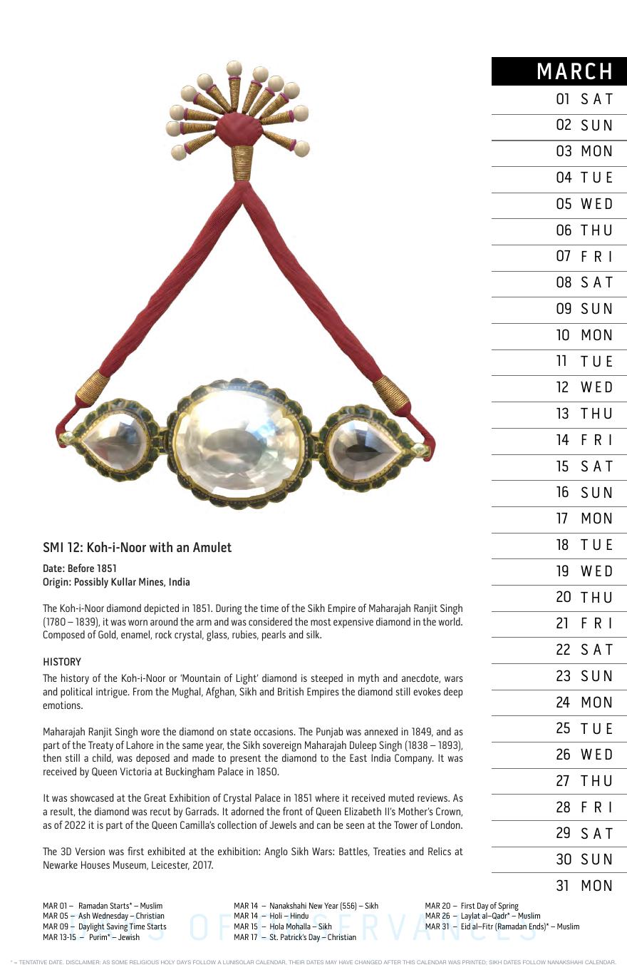 March: SMI 12: Koh-i-Noor with an Amulet