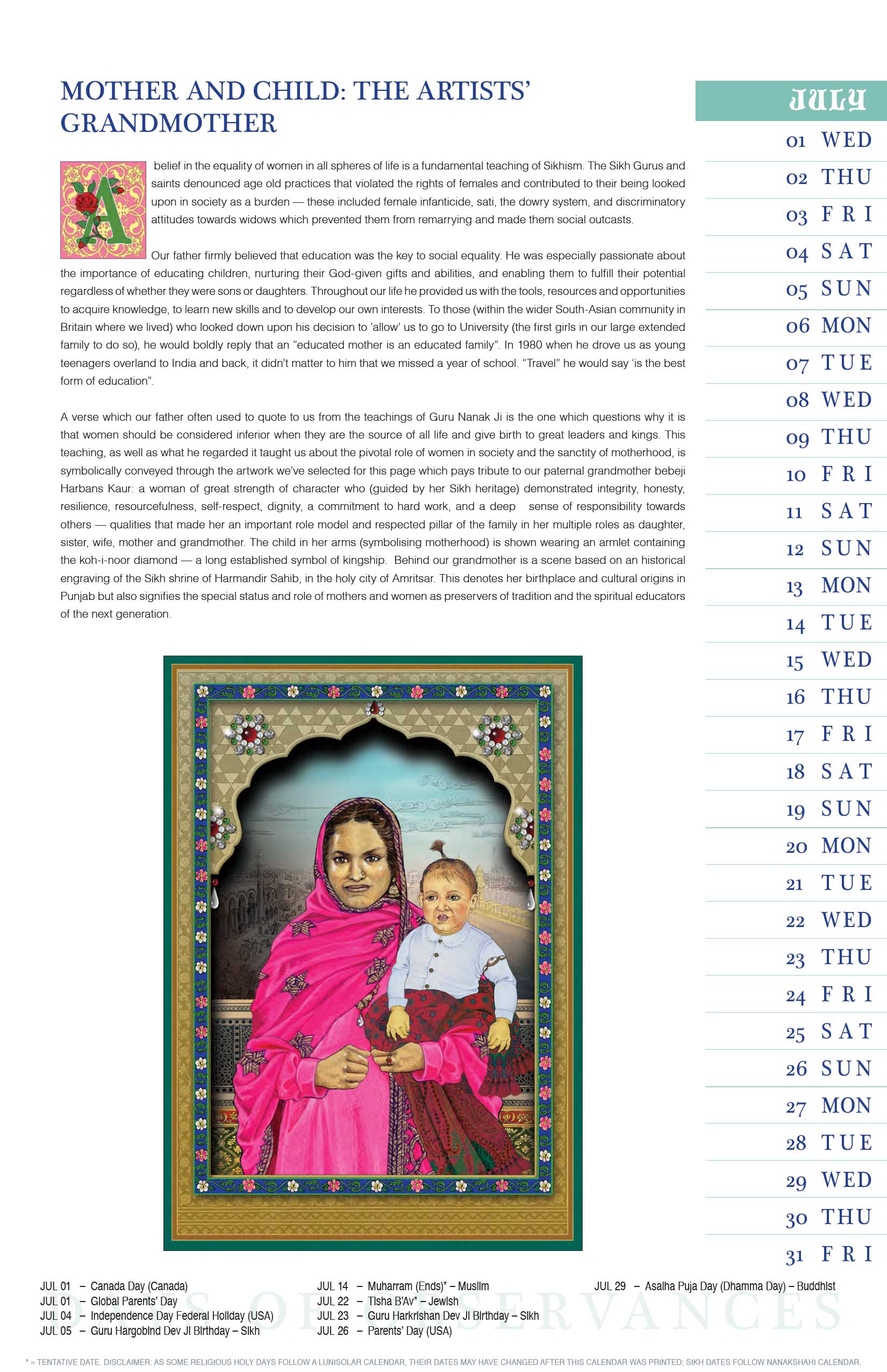 July: Mother and Child: The Artists' Grandmother